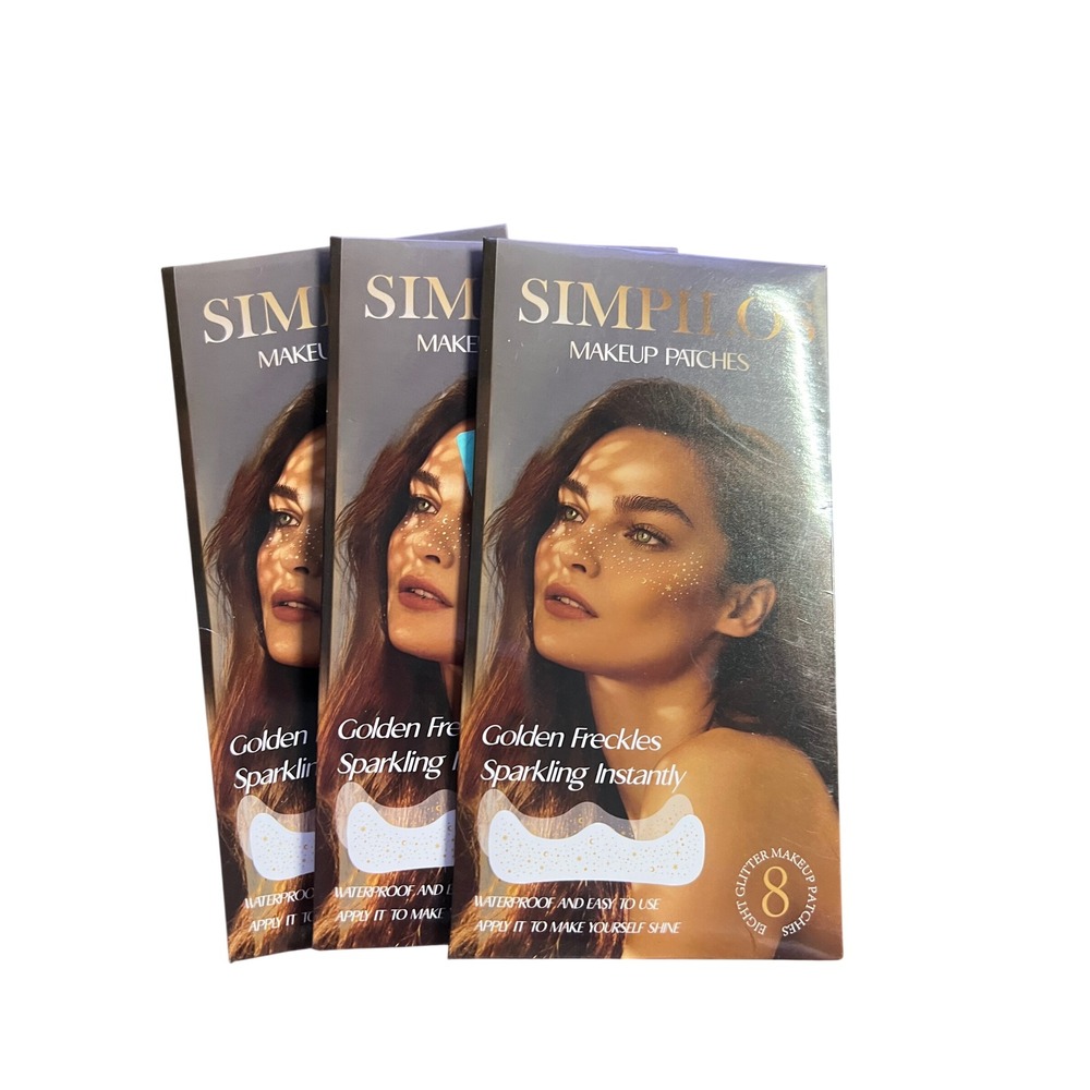 Simpilos Golden Freckles Makeup Patches 3 Pk 24ct Glitter Waterproof Face Gold